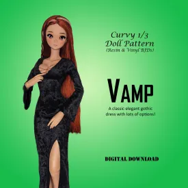 1/3 Vamp! 60cm Resin & Vinyl BJD Dolls - Fashion Doll Gothic costume with lots of dress/sleeve options - Downloadable RAD Doll Clothes PDF Sewing Pattern