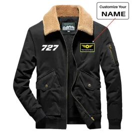 727 Flat Text Designed Thick Bomber Jackets