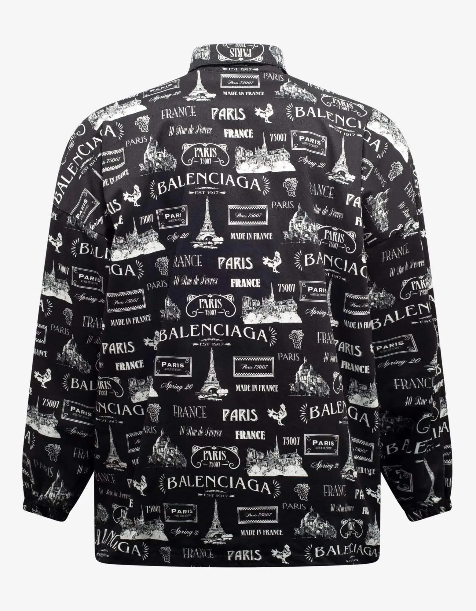 Balenciaga Black Double Sleeve Paris Resto Print Windbreaker