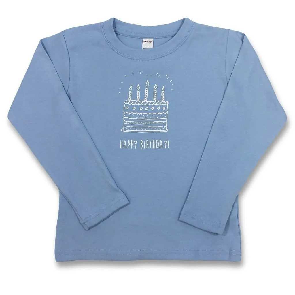 Birthday Cake Blue Long Sleeve Tee