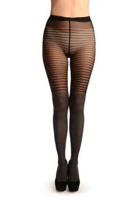 Black & Grey Melange & Striper Top Tights