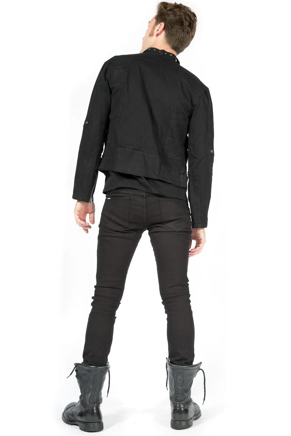 Black Snap Men's Biker Jacket