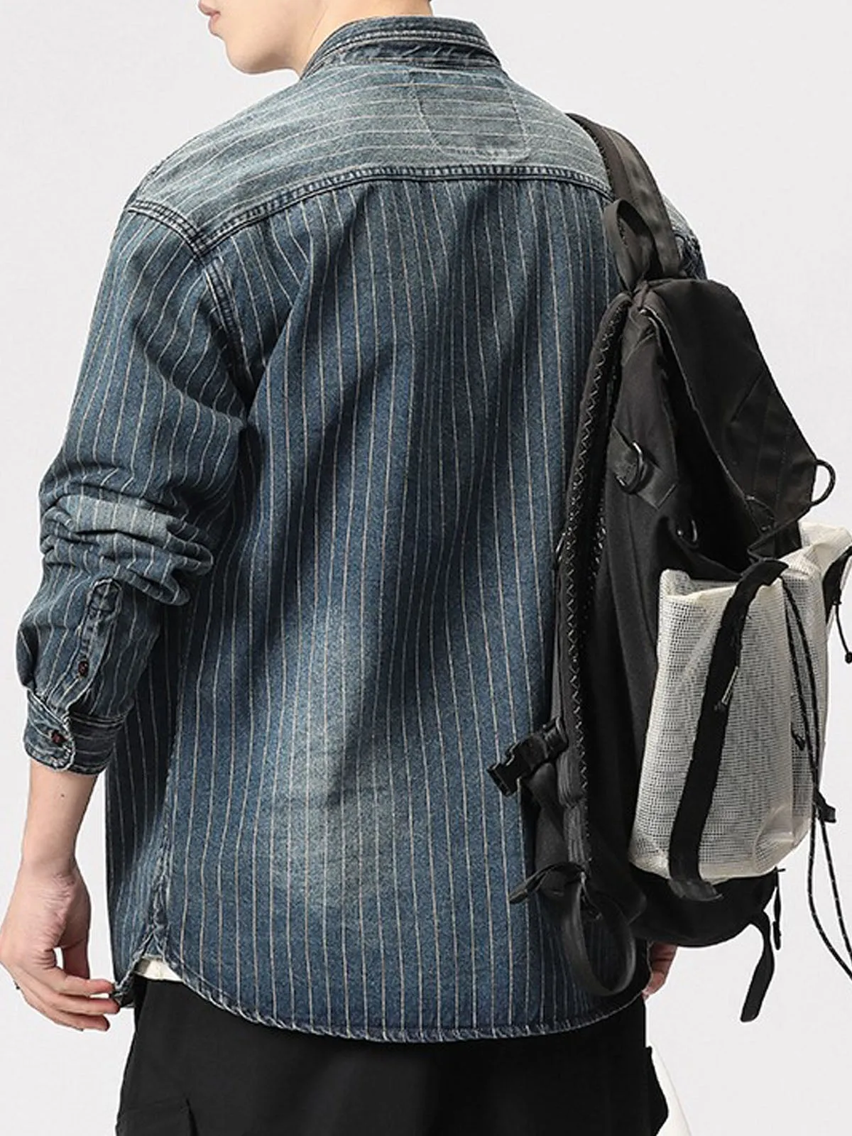 Casual Stripe Denim Cotton Shirt