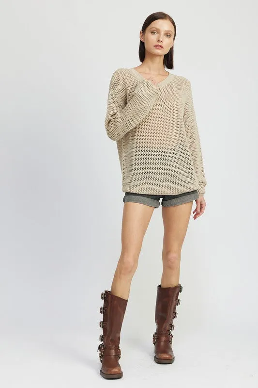 CROCHET LONG SLEEVE TOP