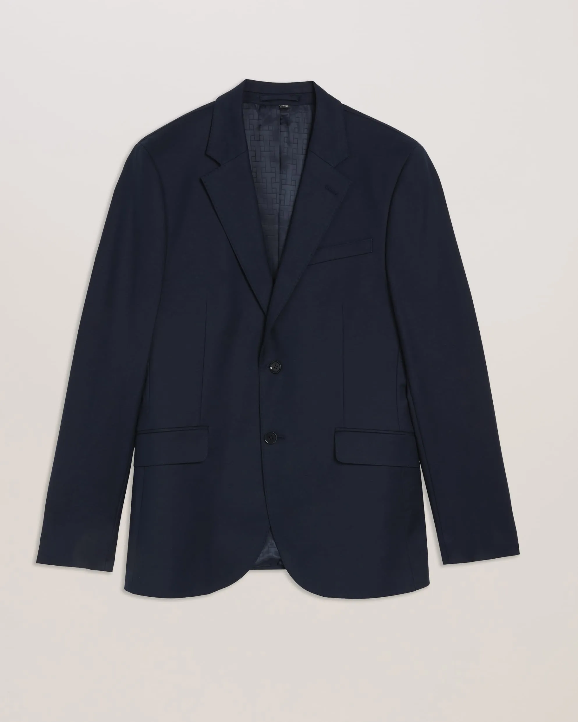 Felixj Slim Fit Stitch Detail Cotton Blazer Navy