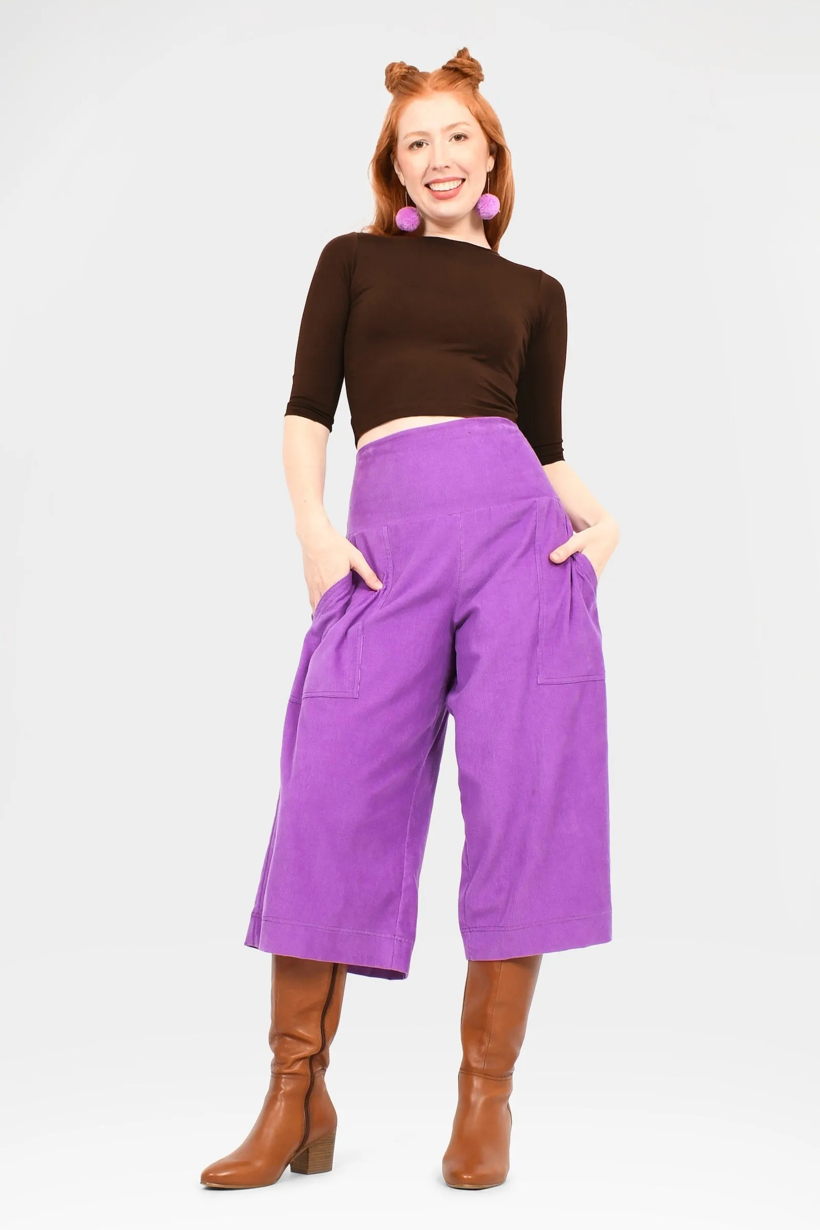 Gemma Cord 3/4 Pants Plain