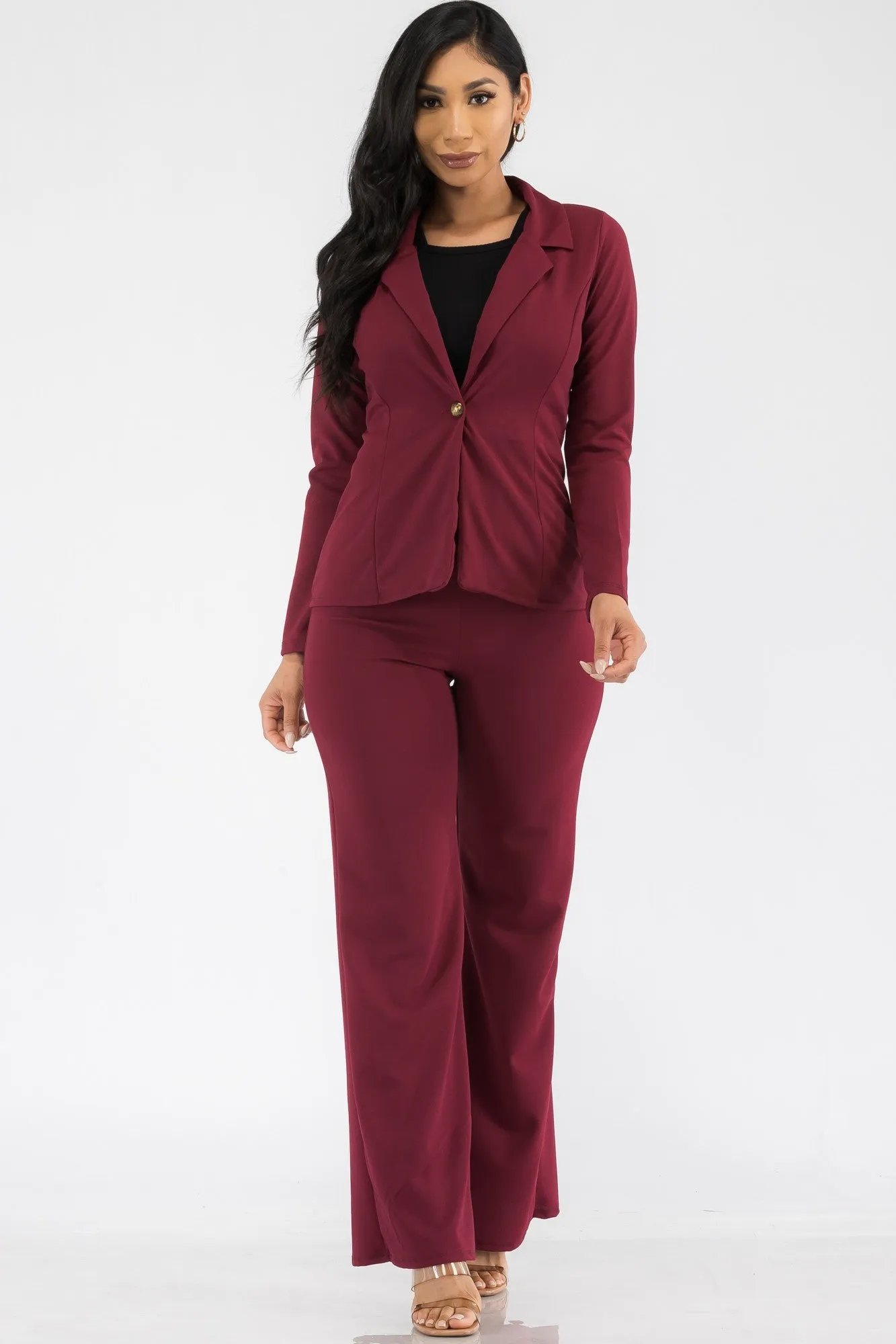 HH715R-SL - 2PC BLAZER AND PANT SUIT