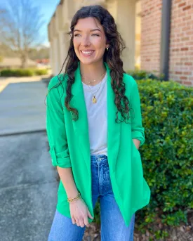 Love You More Kelly Green  Boyfriend Fit Blazer Jacket