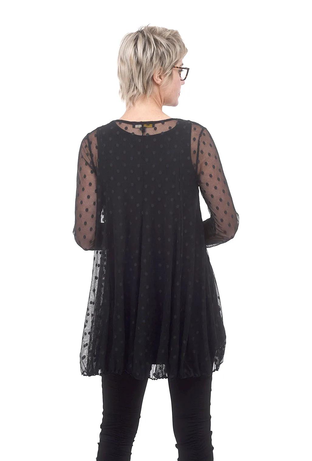 Mesh Dot Olivia Tunic, Black