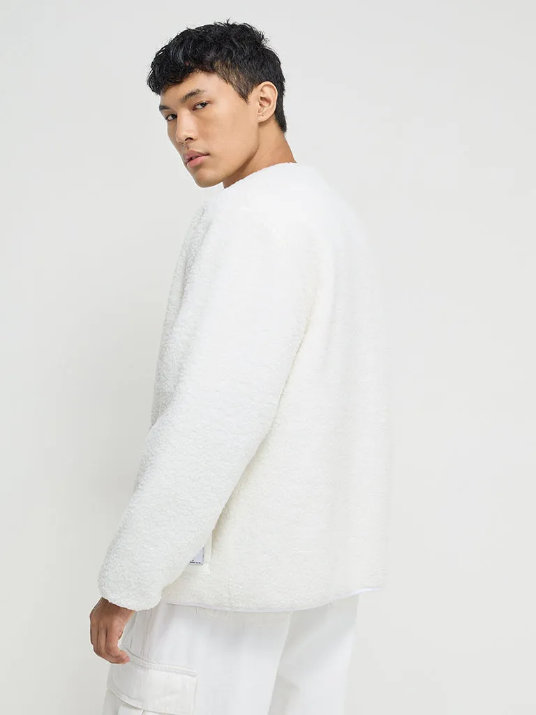 Nuon Off-White Faux Fur Relaxed-Fit Jacket