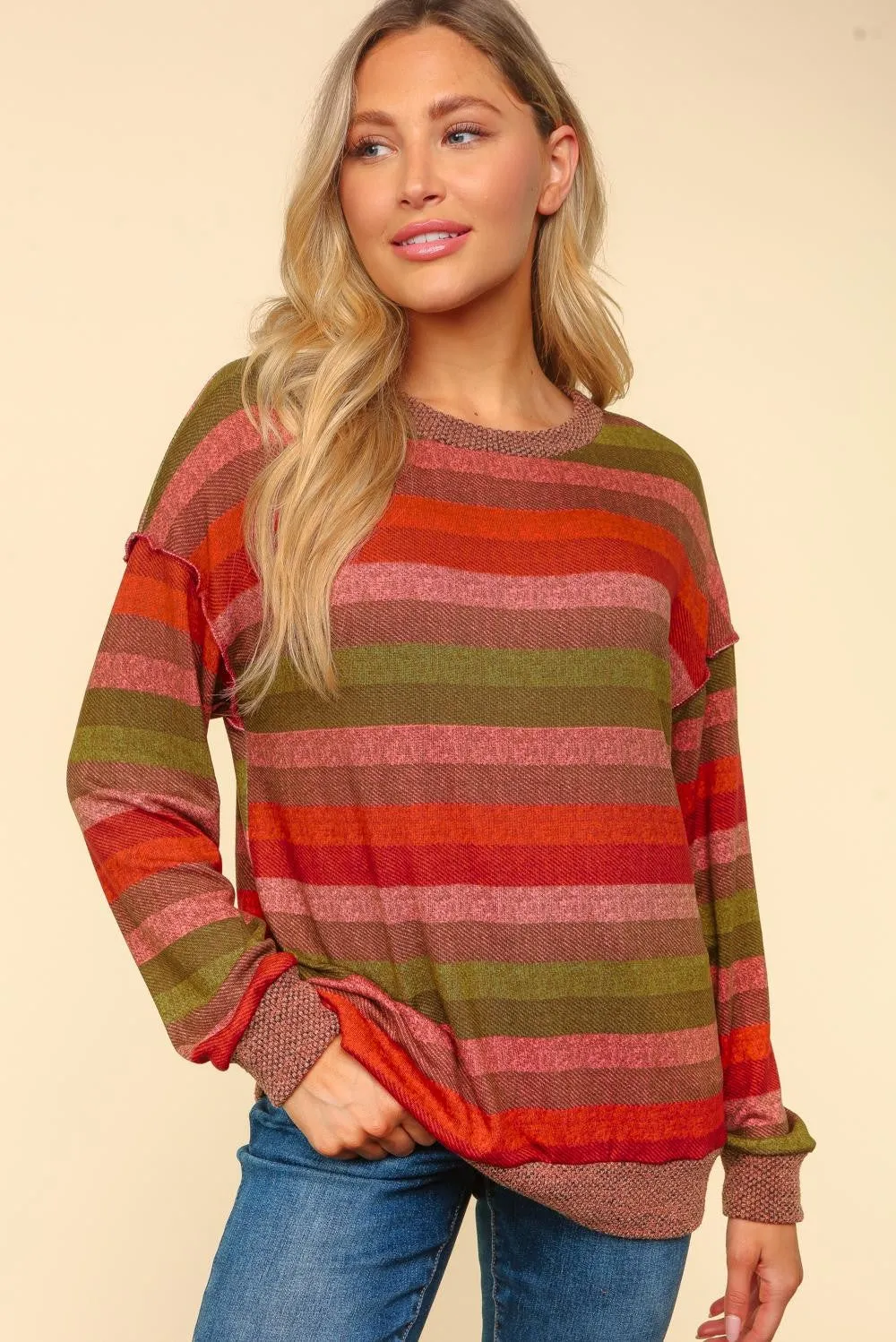 Oversize Striped Knit Top