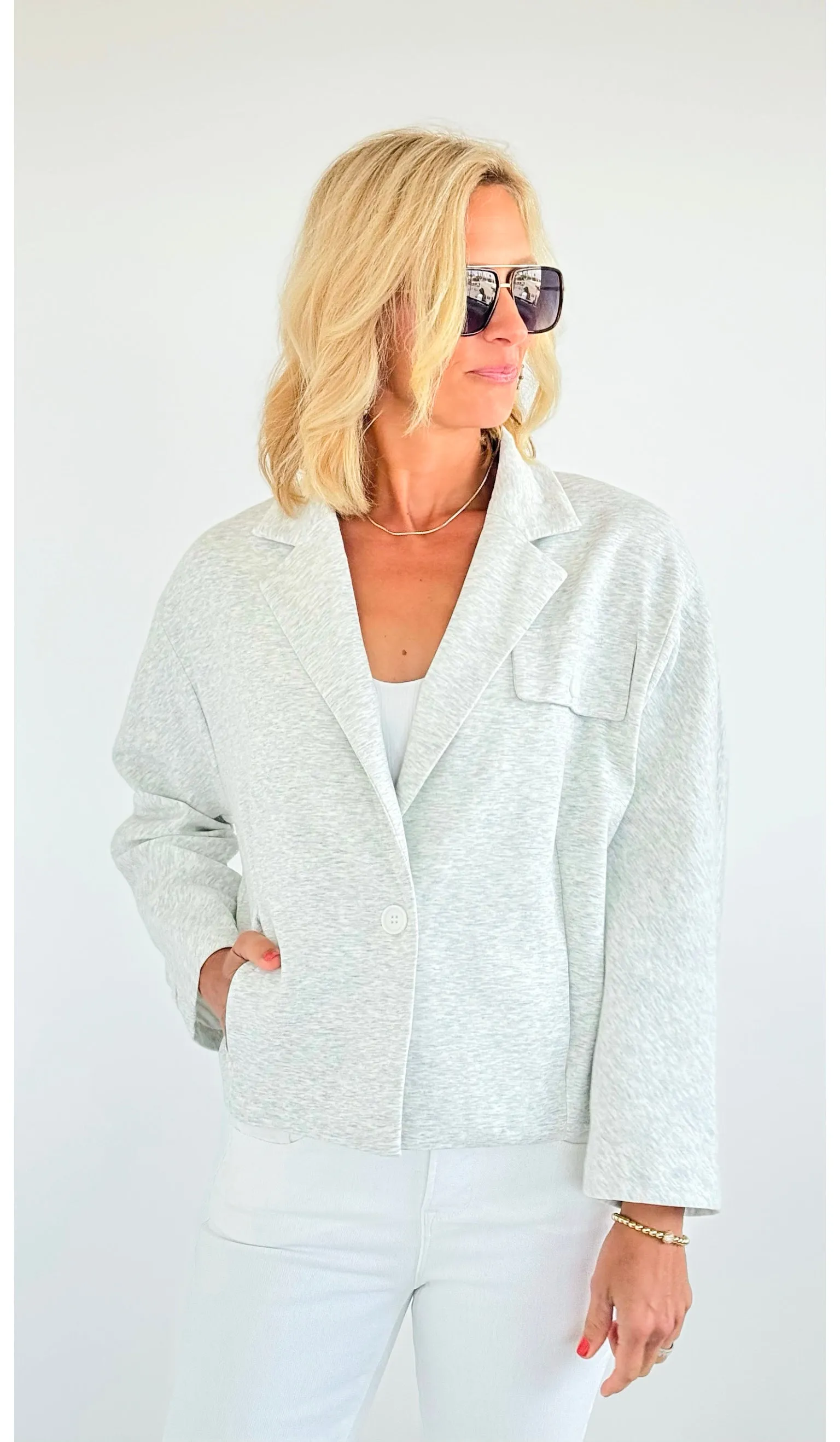 Oversized Button Closure Blazer