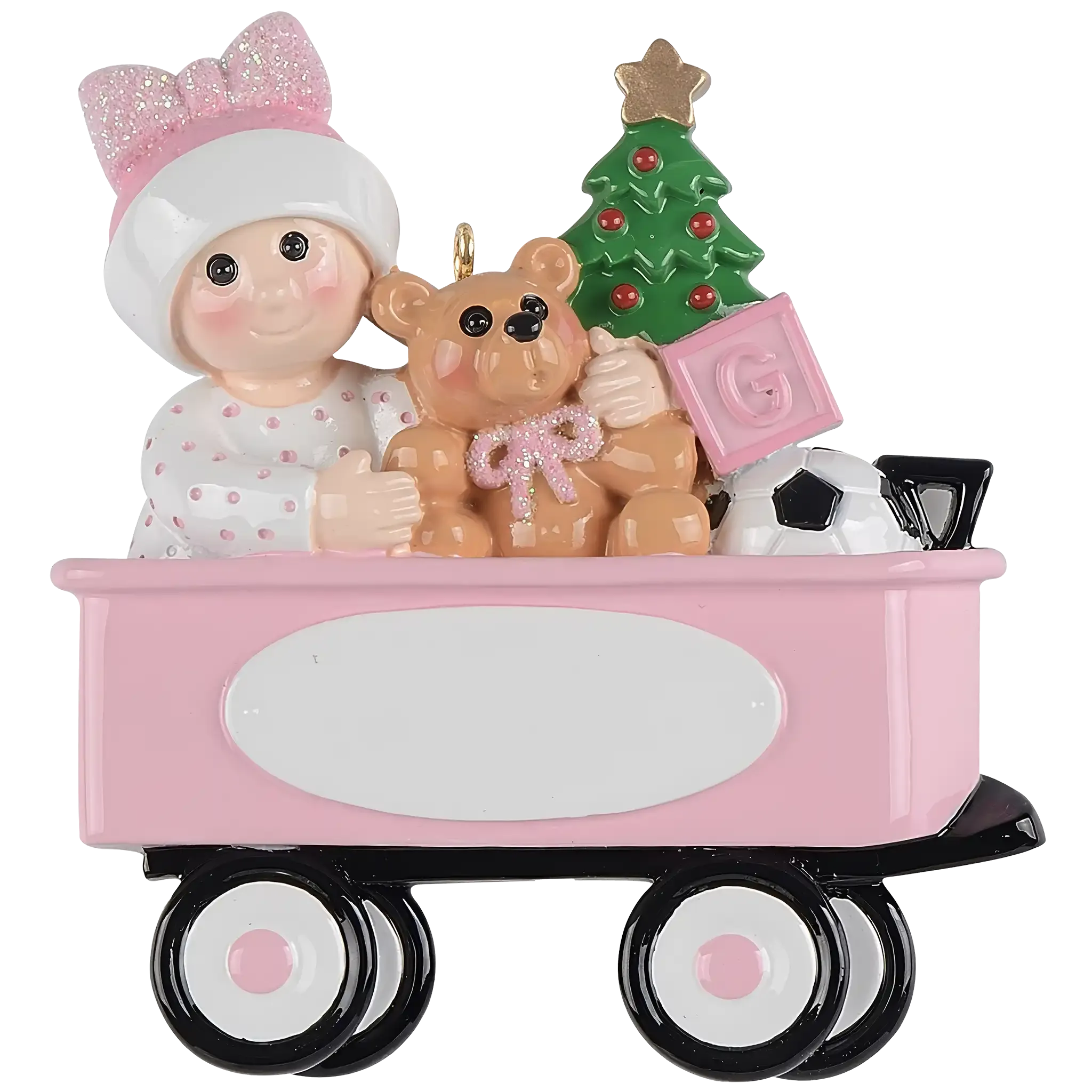 Pink Baby Girl Wagon Personalized Ornament