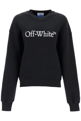 "oversized sweatshirt with OWBA075C99FLE001 BLACK WHITE