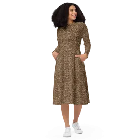 Recursia Contemplative Jaguar Long Sleeve Midi Dress