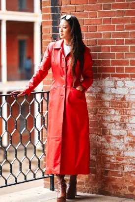 The Great Coat in Lipstick Red Leather