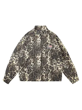 Thesupermade Retro Leopard Printed Denim Jacket