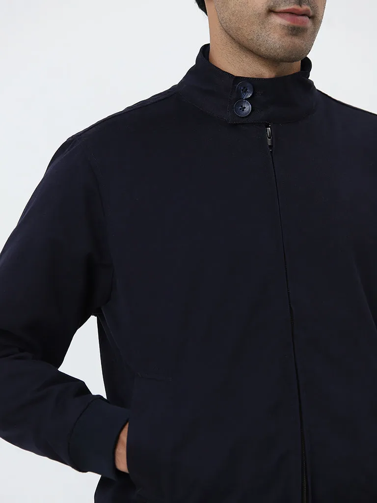 WES Casuals Navy Relaxed-Fit Cotton Jacket